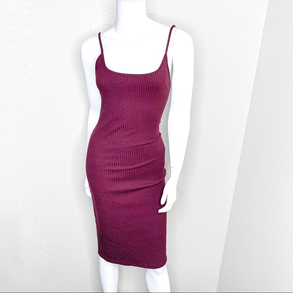 FOREVER 21 Burgundy Ribbed Body-con Dress